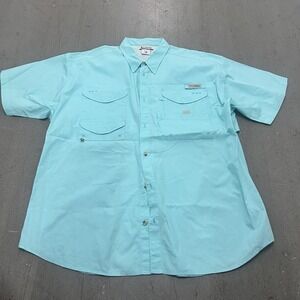 Columbia Men's XXL Short Sleeve PFG Aqua Button-Up Vented Fishing Shirt Outdoor